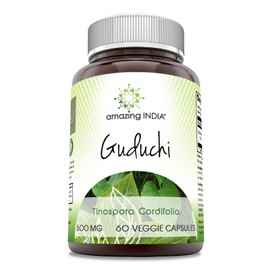 Amazing India Guduchi Supplement | 500 Mg Per Serving | 60 Vegetarian Capsules | Non-GMO | Gluten-Free | Made in USA