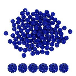 PATIKIL 100 Pcs Rhinestone Beads for Jewelry Making, 10mm Shiny Round Disco Ball Beads Sparkle Crystal Clay Spacer with Hole for Bracelet Necklace DIY Crafting, Dark Blue