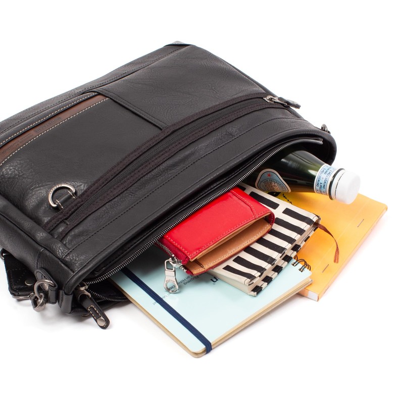 Mustache JTZ-4156 Men's Shoulder Bag, A4 Storage, Synthetic Leather, Camel