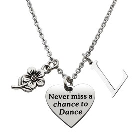 Eilygen Dancer Gift Dance Women Necklace Never Miss a Chance to Dance Stainless Steel Necklace (Never Miss a Chance to Dance -L)