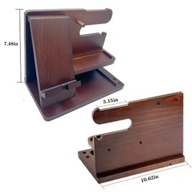 Yestic Wood Phone Docking Station for Men-Nightstand Organizer Wood Phone Holder -Birthday Gifts for Men or Dad