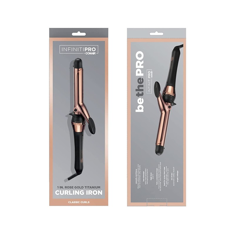 CONAIR INFINITIPRO Rose Gold Titanium 1-Inch Curling Iron, 1-inch barrel