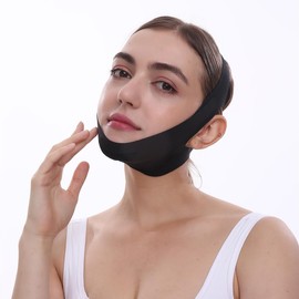 Small Face Mask, Slimming Lift-Up Mask, Face Line Tightening Face Belt, Small Face Correction, Face Line Lifting Tape, Nasolabic Line, Double Chin Relief, Lift-Up Band, Breathable Face Stretch, Black