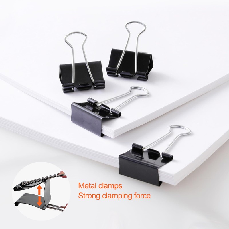 Mesybveo Pack of 100 Foldback Clips, 15 mm / 19