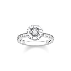 THOMAS SABO Silver Ring for Women Circle with White Stones TR2255-051-14-54 Ring Size 54/17.2, Sterling Silver, Cubic Zirconia