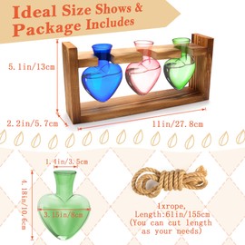 Plant Terrarium Propagation Stations Hydroponics Heart Shaped Propagation Vases for Plants Glass Vase with Wooden Stand,Wall Hanging Decor Home Office Garden Decoration,Gift for Women(3 Color)