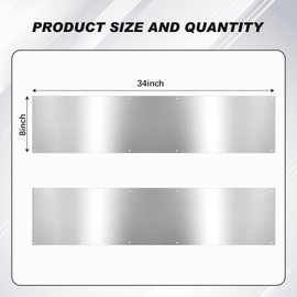 Fabbay 2 Pieces Door Kick Plate Kick Plates Aluminum Plate for Decor Avoid The Door from Kicking(8 x 34 Inches,Grey Silver)