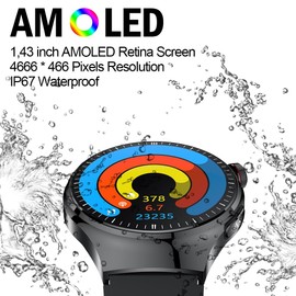 DigiKuber Smartwatch ECG & Dial Answer Call, 1.43 Inch AMOLED Waterproof Smart Watch with Blood Pressure, SpO2, Heart Rate, Message Call Reminder for Android iOS