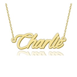 HUAN XUN Charlie Necklaces Gold Name Necklace for Women Charm Initial Jewelry for Mom Mama Birthday Anniversary