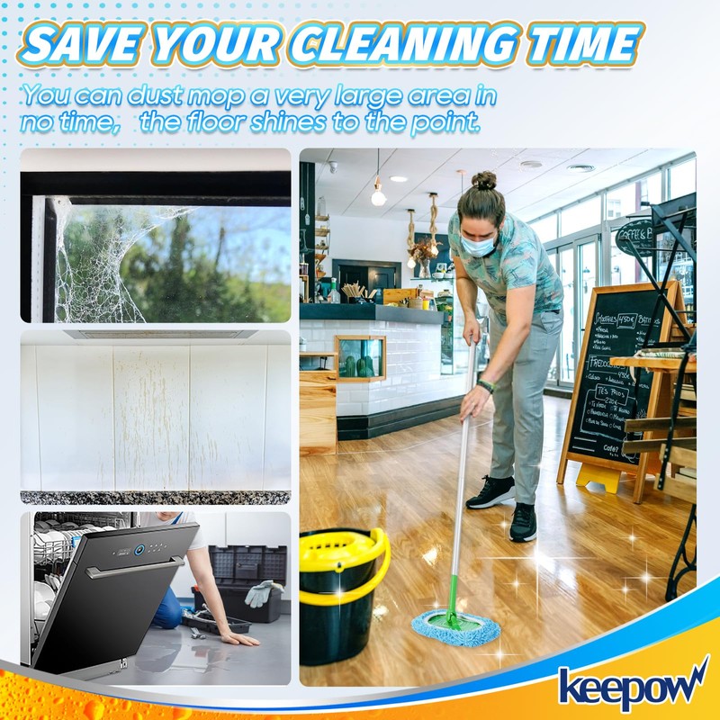 KEEPOW Reusable Microfiber Mop Pads Compatible with Sweeper Mop Replacement