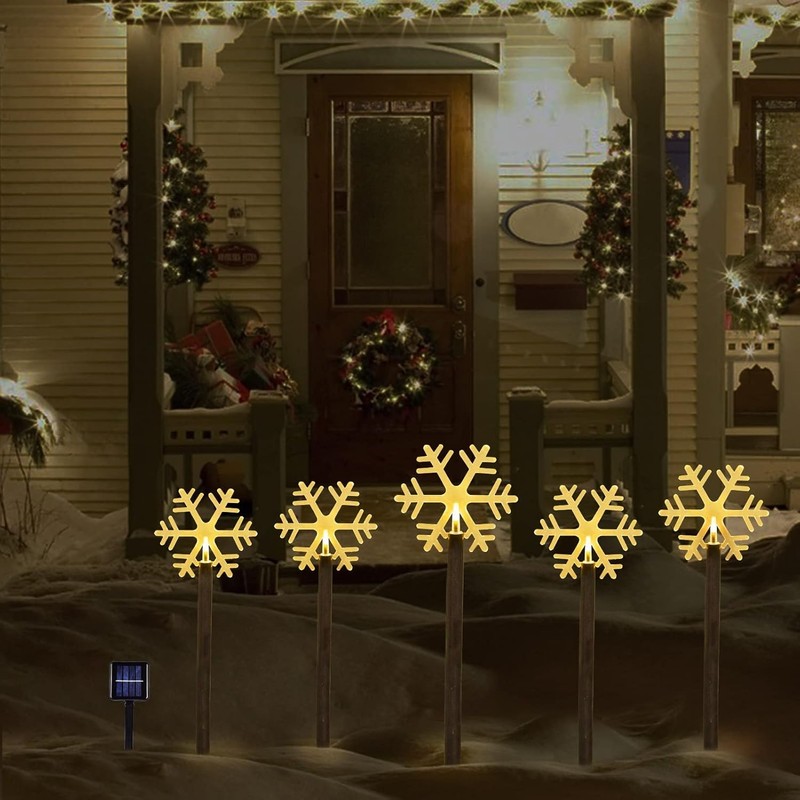10 Pack Christmas Solar Pathway Lights, Snowflake Outdoor Decorations