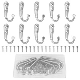 DAJMAIEZ 10 Pcs Coat Hooks, Single Prong Robe Hooks, Wall Mounted Clothes Hooks, Wall Hanging Hangers Hooks, Metal Hats Towels Doors Hooks Wall Mounted for Kitchen Bathroom with 14mm Screws