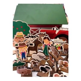 Maqueta De Madera Familia Granja Juego Didáctico Montessori                                                                                           