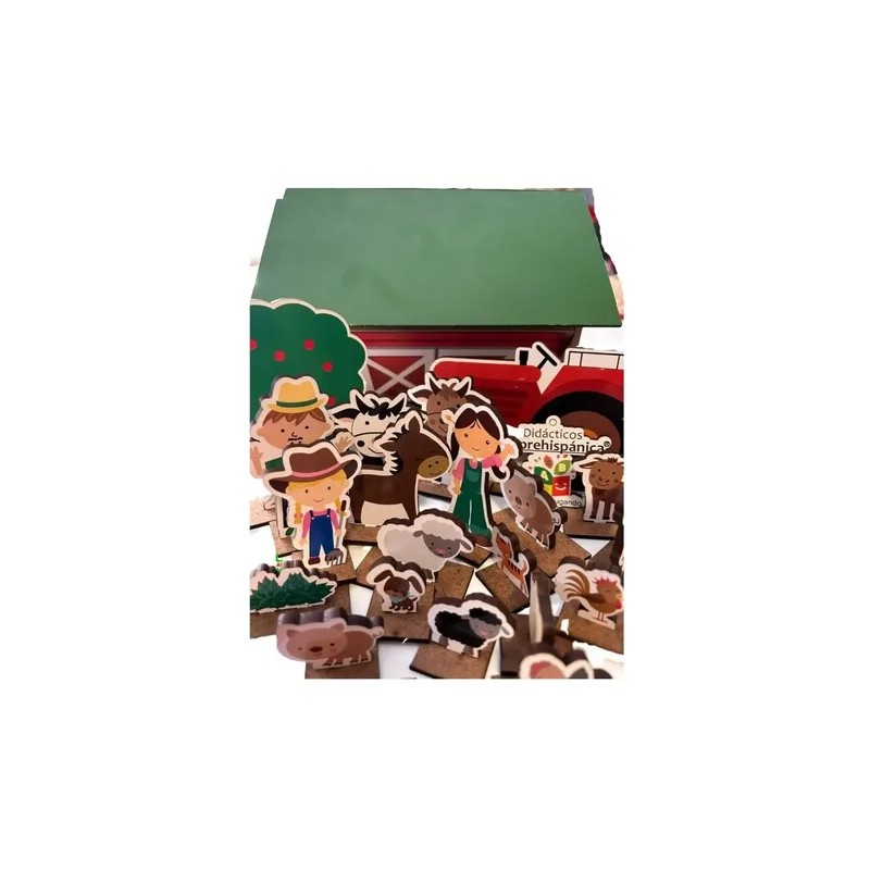 Maqueta De Madera Familia Granja Juego Didáctico Montessori