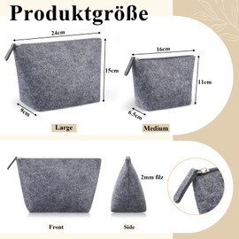 Xuniea Pack of 2 Felt Cosmetic Bag Travel Blanks for Plotting Bag Women's Makeup Bag Cosmetic Bag Pencil Case Multifunctional Felt Bag for Christmas Mother's Day Valentine's Day, As shown in the