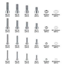 557 Pcs M3/M4/M5/M6 Hexagon Socket Head Cap Screws Bolts and Nuts and Washers, Stainless Steel Hex Head Button Mechanical Screws Bolts and Nuts and Washers Kit for DIY Bicycle Motorcycle Repair