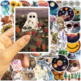 50PCS Aesthetic Sticker Pack Cute Animals, Plants, and Nature Designs for Laptops, Water Bottles