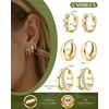 CASSIECA 3 Pairs Gold Hoop Earrings for Women 14K Gold