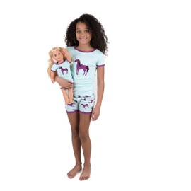 Leveret Shorts Kids Pajamas Matching Doll & Girl Pajamas Set (Unicorn,Size 5 Years)