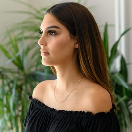 Materia #K61 Gold Anchor Chain Necklace 925 Sterling Silver 1 mm Gold Plated Available in 40 –80 cm, Sterling Silver