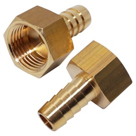 SKIR'CO 2 pcs Female Thread Barb Brass Fitting 1/2" x 12 mm, Hose Barbed Adapter, Hose Tail Connector, BSP Thread