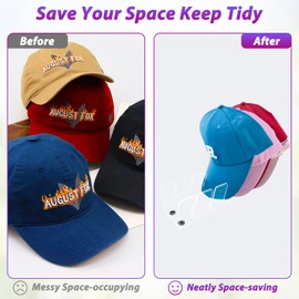Hat Stand for Baseball Caps, 2 Pcs No Install Acrylic Hat Organizer for 14 Baseball Caps, Hat Racks for Baseball Caps Display and Organizer for Bedroom, Closet, Dresser, Office (2 Pack Clear)