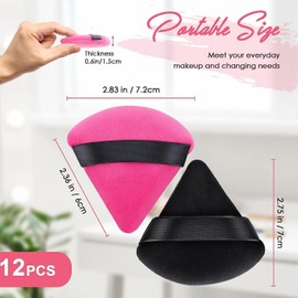 Jasinber Set de 12 esponjas de polvo triangulares para polvo facial, Esponja de maquillaje de terciopelo suave, polvo suelto de base cosmética Esponja de belleza Herramientas de maquillaje (Rosa)