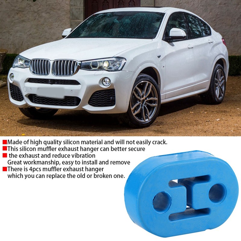 4PCS Universal Blue Silicon Muffler Exhaust Hanger Short Hangers 12mm1/2''