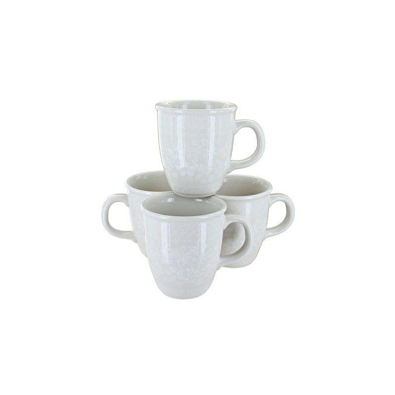 Blue Rose Polish Pottery White Lace 4 Piece Mug Set