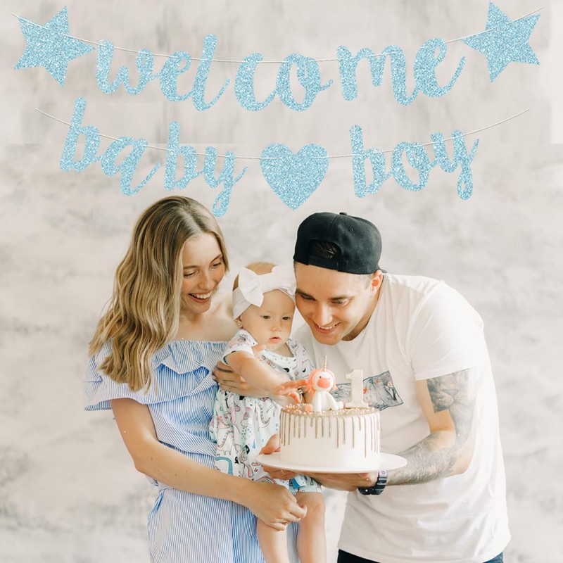 Blue Welcome Baby Banner, Welcome Back, Home Banner Decoration with