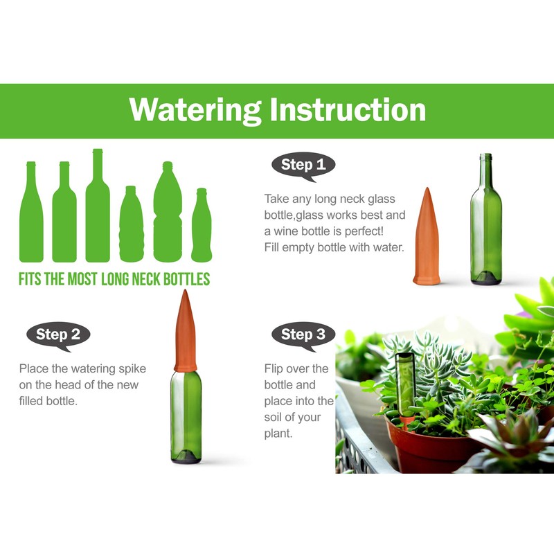 B SEPOR Ceramic Plant Waterer Set of 6 Pack Terracotta
