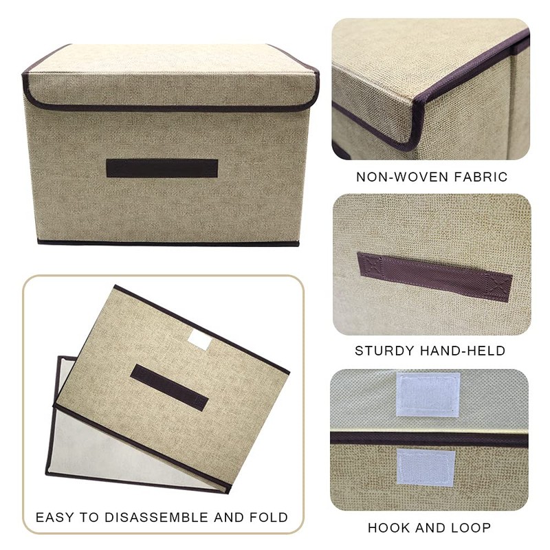 LELE LIFE Foldable Storage Box with Dustproof Lid and Handle,