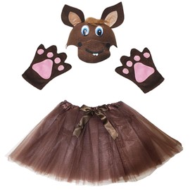 Petitebelle Horse Costume Hard Hat Gloves Brown Tutu 3 Pieces Girls Costume 1-8 Years (5-8 Years)