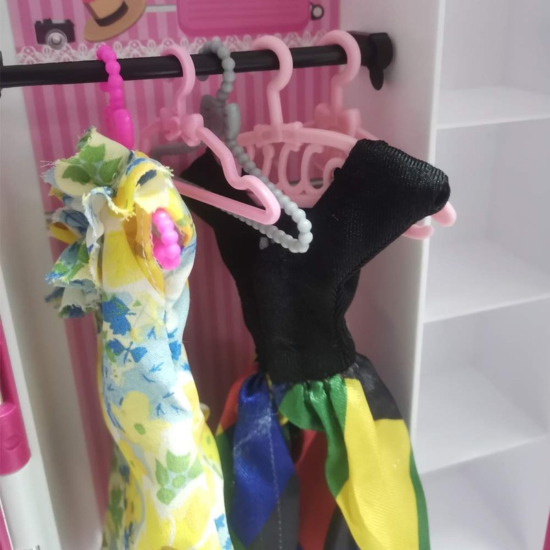 E-TING 60 Pcs Mini Doll Clothes Hangers - Plastic Mixed