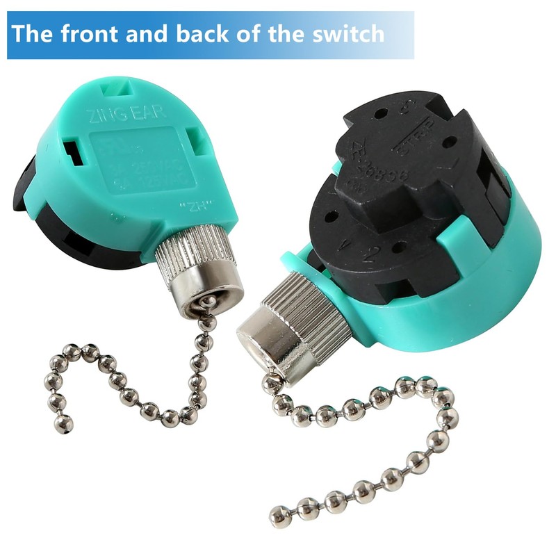 Ceiling Fan Switch, 4 Wire Zing Ear ZE-268S6 Pull Chain