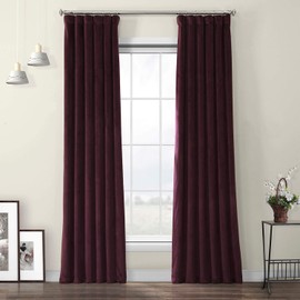HPD Half Price Drapes VPYC Heritage Plush Velvet Curtain (1 Panel), 50 in x 96 in, Winter Plum