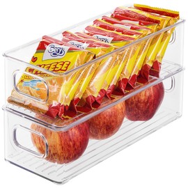 WHOISMIP 2er Pack Kühlschrank Organizer Aufbewahrung Boxen Set, Fridge Organizer Schublade Ordnungssystem Stapelbar Dosen Box, Kühlschrankbox Aufbewahrungsbox Küche Pantry Storage Behälter (Small)