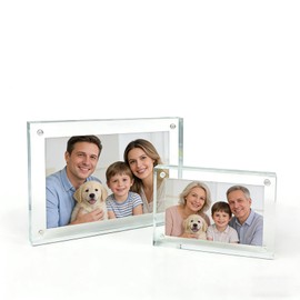 3x4 Acrylic Picture Frame - Magnetic Double-Sided Clear Frame, Freestanding Desktop Photo Display for Tabletop
