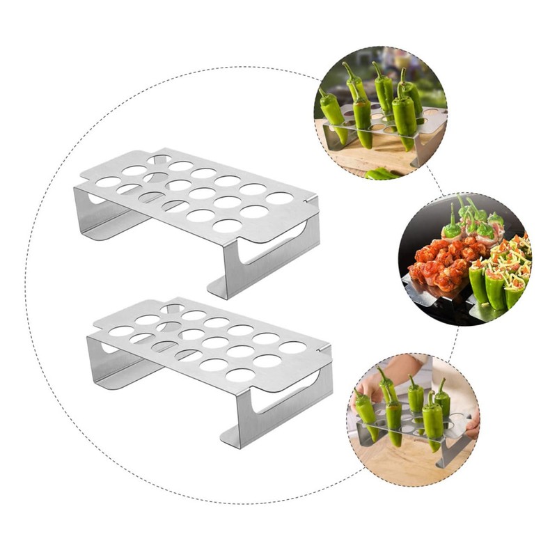 LALAFINA 2pcs Stainless Steel Grill Rack for Bbq Pepper Cooking