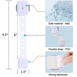 Fursafe&Q Cabinet Locks Baby Proofing, Baby Drawer Safety Locks -Adhesive Child Safety Lock Straps Adjustable Door Latch for Fridge Toilet Oven No Drill Furniture Kitchen Lock