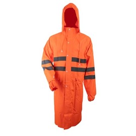 Homiegear High Visibility Rain Jacket | High Vis Rain Suit for Men | Men's Classic Hi Vis Reflective Long Rain Jacket (US, Alpha, Large, Regular, Long, Orange)