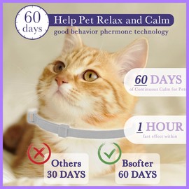 Bsofter 4 Pack Calming Collar for Cats,Adjustable Cat Calming Collar