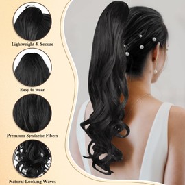 Black Ponytail Extension 24"Claw Clip Ponytail Extension Long Pony Tails Hair Extensions for Women Color Hair Extensions Ponytail for Daily Use.(Black)