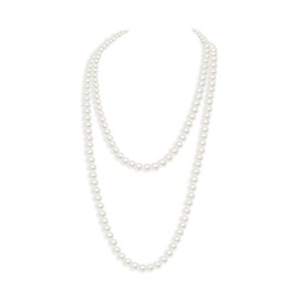 1920s Flapper Faux Pearls Long Beaded Necklace, Gatsby Ballgown Cosplay Necklace, Old School Vintage Layered Pearls Necklace for Women Prom Jewelry-60'' plastic