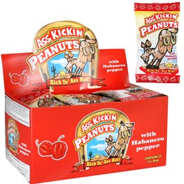ASS KICKIN’ Habanero Pepper Spicy Hot Peanuts – 1oz 24 Pack - Ultimate Spicy Gourmet Gift Travel Size Peanuts Great on the Go Snack - Try if you dare!