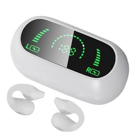 Open Ear Headphones - Gym Headphones - Long-Lasting Secure Fit, True Wireless Earphones with Charging Case, Sweatproof, Waterproof Headset, Comfortable, Lightweight for Commuting