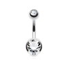 Double CZ Gem Belly Navel Ring 14g 7/16"