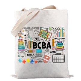 PWHAOO Board Certified Behavior Analyst Tote Bag Behavior Analyst Tote Bag BCBA Therapist Gift (HAPPY BCBA TOTE)