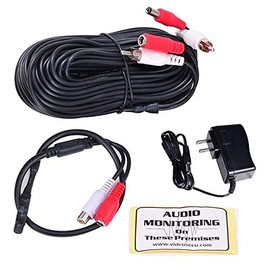 VideoSecu High Sensitive Pre-amp Microphone Mic Audio Pickup Device Kit Sound Voice Collecting with Power Supply and 50 Feet Cable MIC01 WE6