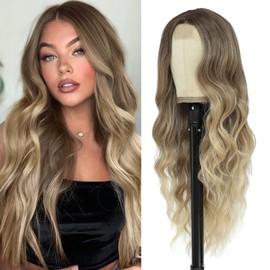 BUPPLER Cosplay Long Ombre Blonde Wig 26 Inch Middle Part Synthetic Wig Realistic Gifts Party Wigs for Women Daily Use Colourful Wigs (Ombre Blonde)